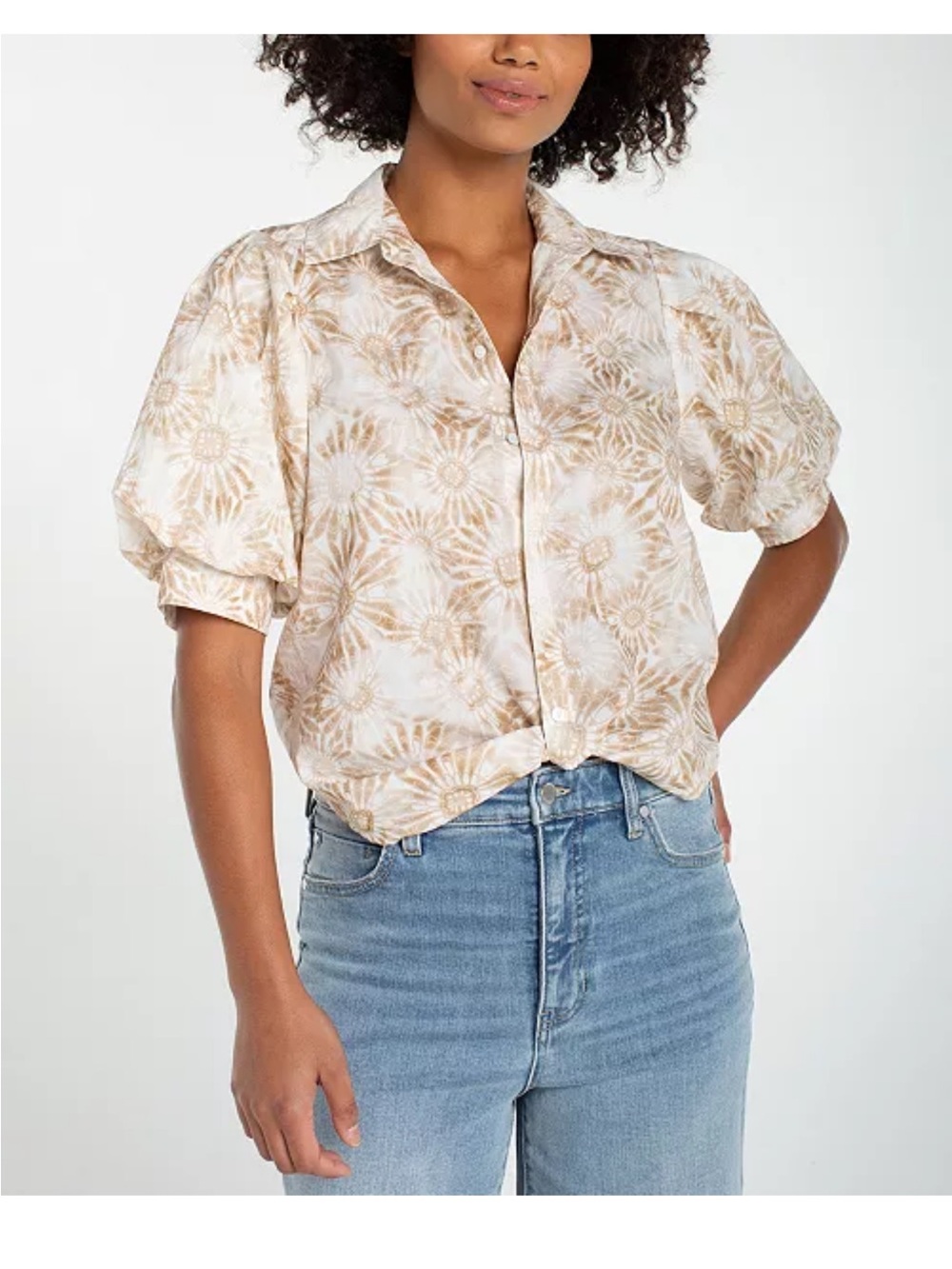 NWT Liverpool Los Angeles puff sleeve button top